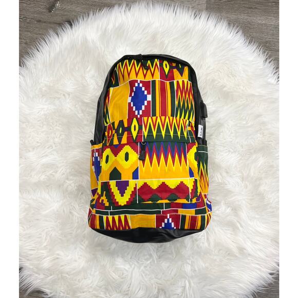 Multi-colored Kente Print Backpack NEW - Picture 1 of 7